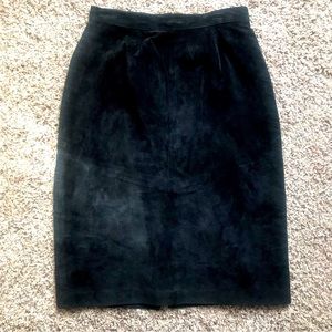 Vintage Lord & Taylor Black Suede Pencil Skirt Size 6